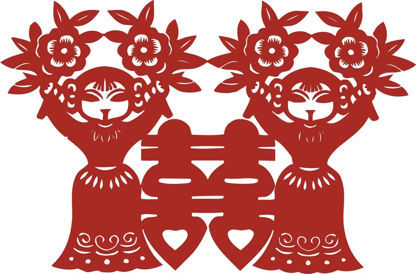 中国风中式传统喜庆民俗人物动物窗花剪纸插画边框AI矢量PNG素材【2888】